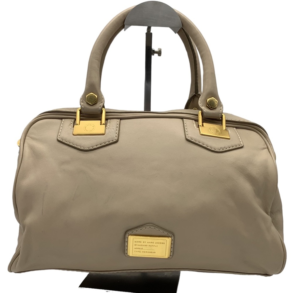 Marc Jacobs Smooth Leather Tote Handbag Crossbody Bag in Beige